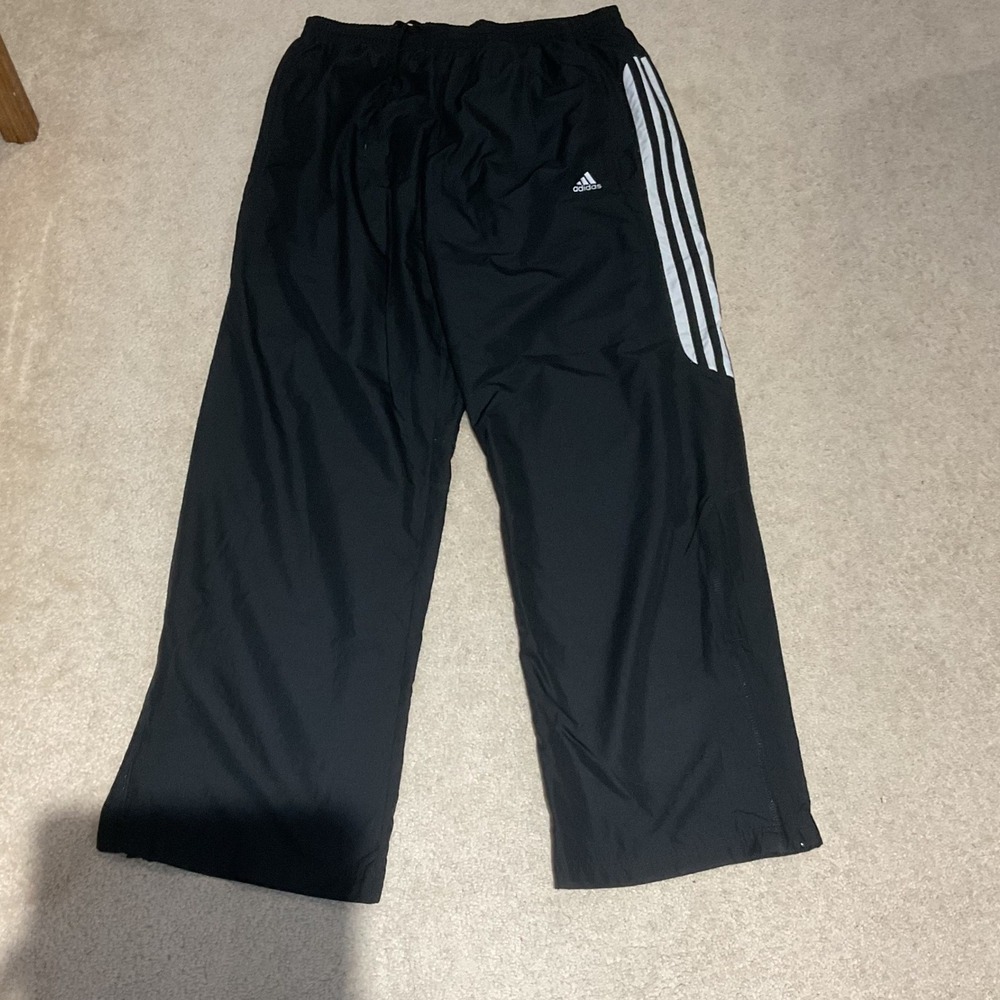 Adidas Clima365 Mens Black White Stripe Track Pants Windbreaker Large 196248